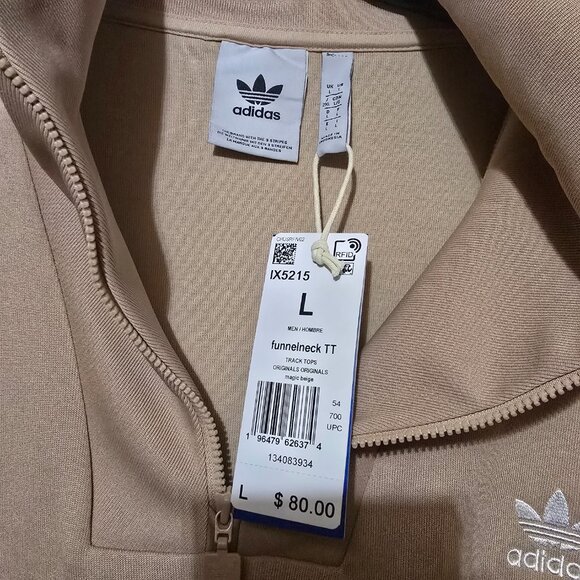 Adidas Men's Beige Quarter Zip Funnel Neck Pullover in Large - Picture 3 of 8